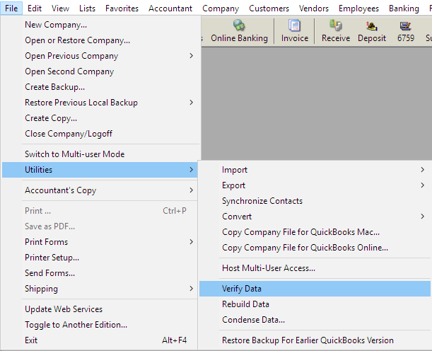 Verify Data Menu