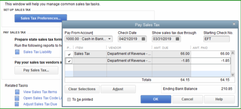 Pay Sales Tax QuickBooks