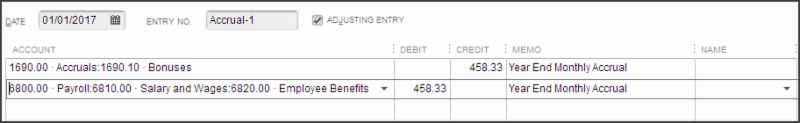 Figure 1 - Accrual Journal Entry