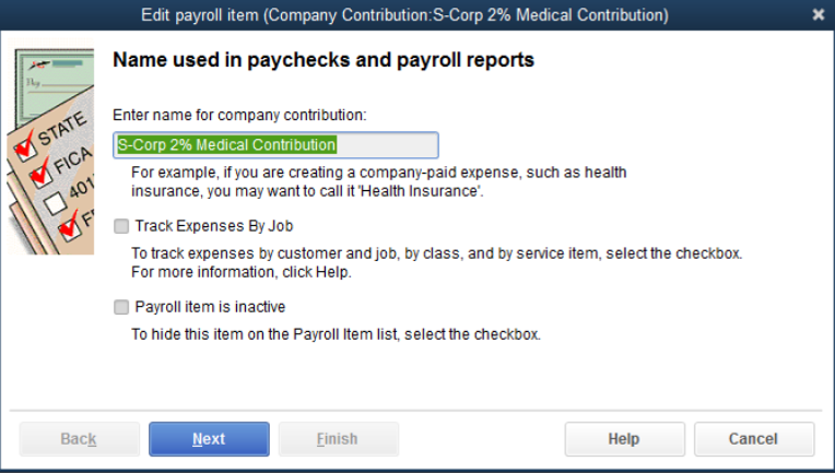 Payroll Item Name Settings