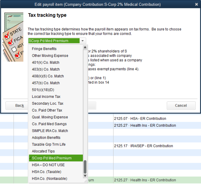 Payroll Item Tax Tracking Settings