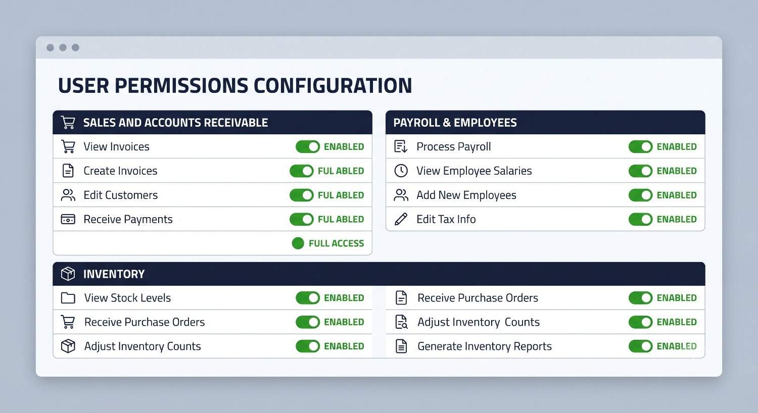 QuickBooks User Permissions Interface