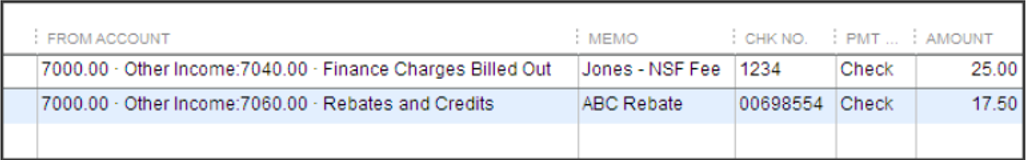 Typical Deposit Form adding Other Income